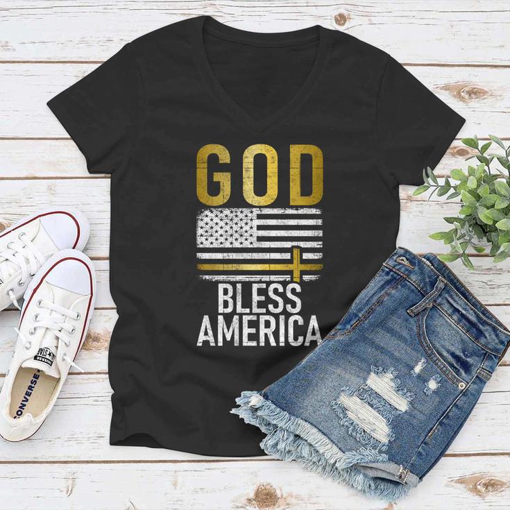 God Bless America Usa 4Th July Independence Gift Women V-Neck T-Shirt