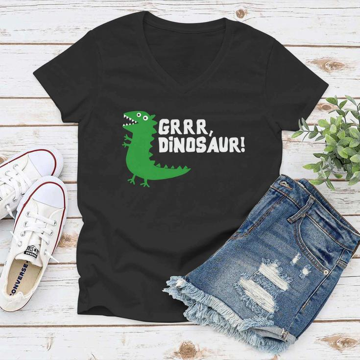 Grrr Mr Dinosaur Women V-Neck T-Shirt
