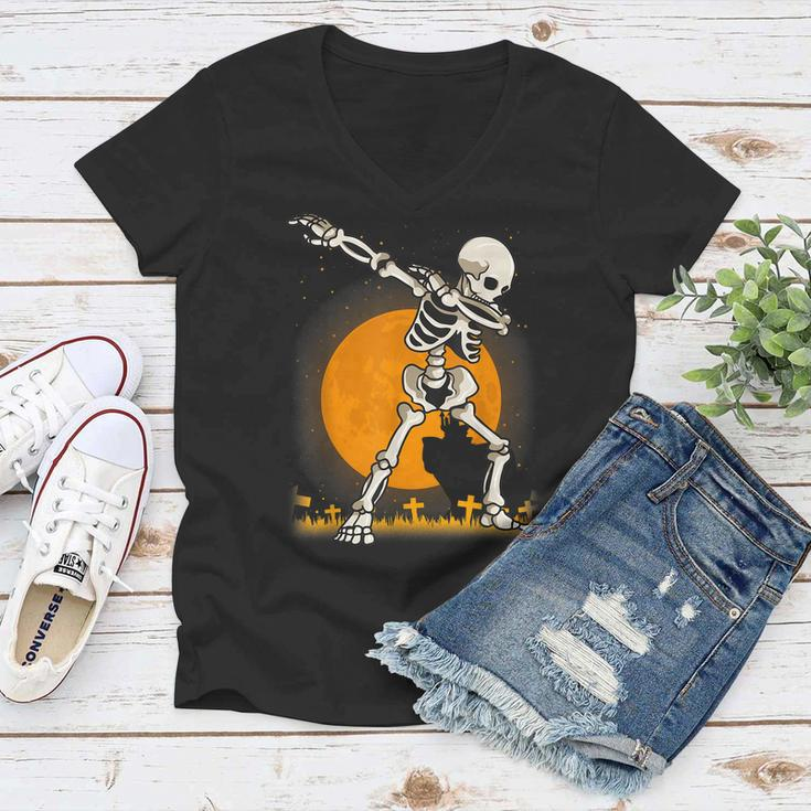 Halloween Shirts For Boys Kids Dabbing Skeleton Costume Dab Women V-Neck T-Shirt