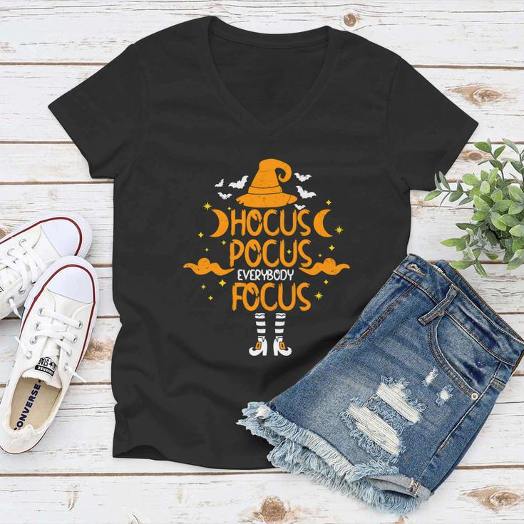 Hocus Pocus Focus Witch Halloween Quote Women V-Neck T-Shirt