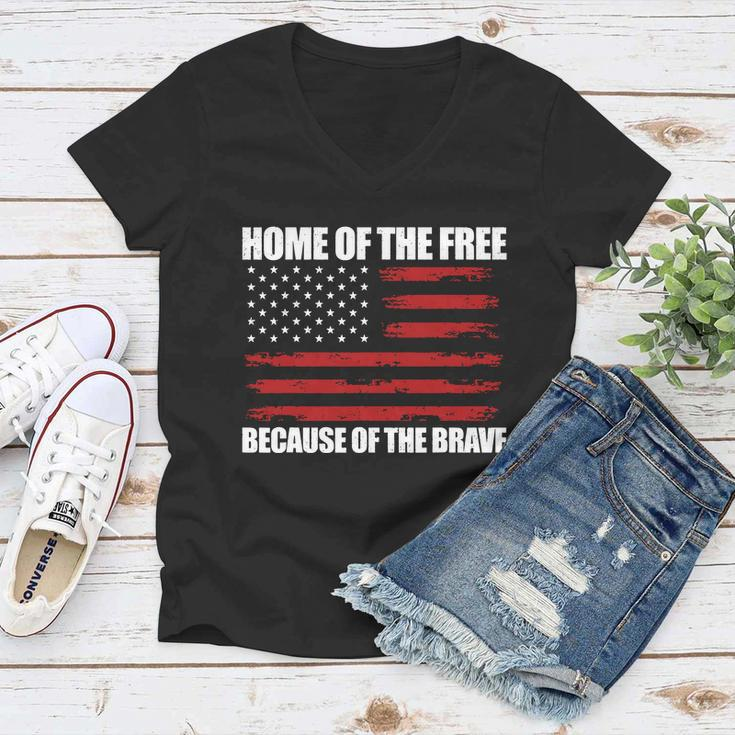 Home Of The Free American Flag Shirts Boys Veterans Day Women V-Neck T-Shirt
