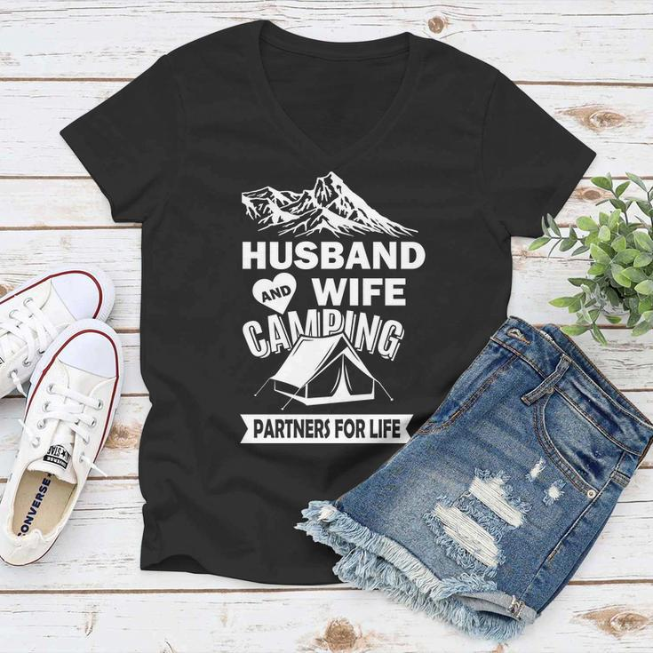 Husband And Wife Camping Partners For Life Tshirt Women V-Neck T-Shirt