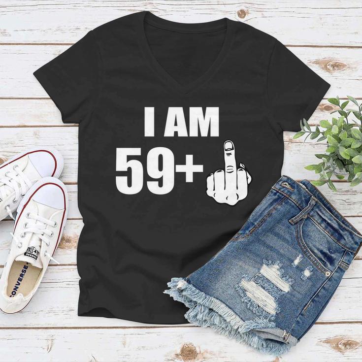 I Am 60 Middle Finger 60Th Birthday Gift Tshirt Women V-Neck T-Shirt