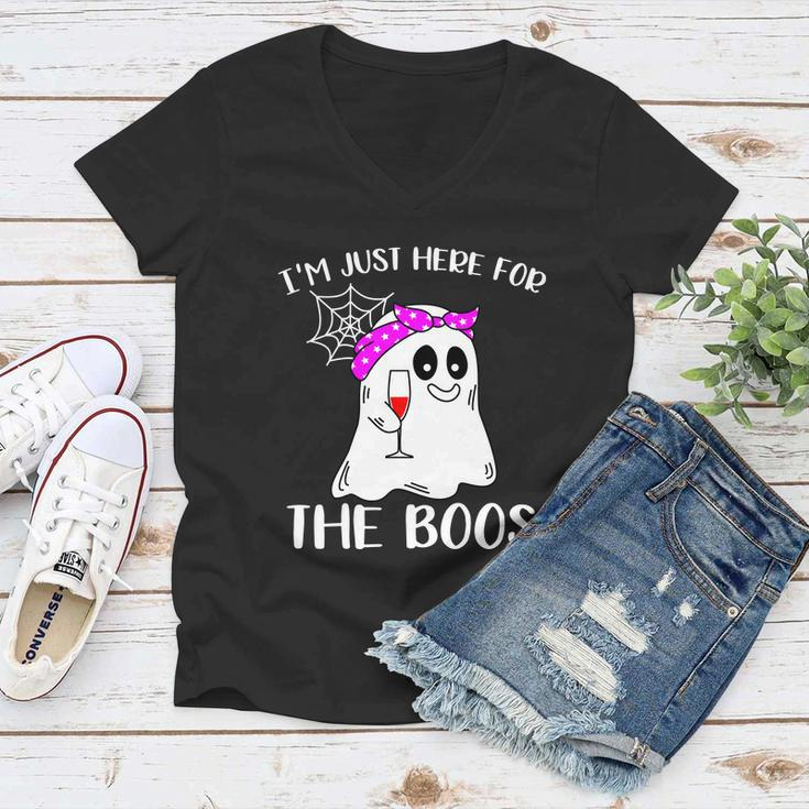 Im Just Here For The Boos Boo Halloween Quote Women V-Neck T-Shirt