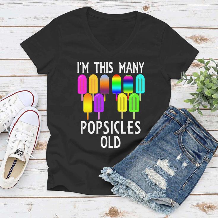 Im This Many Popsicles Old Funny 10Th Birthday Popsicle Great Gift Women V-Neck T-Shirt