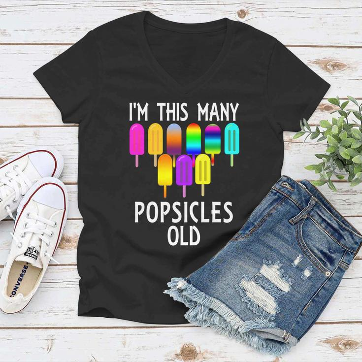 Im This Many Popsicles Old Funny 9Th Birthday Popsicle Meaningful Gift Women V-Neck T-Shirt