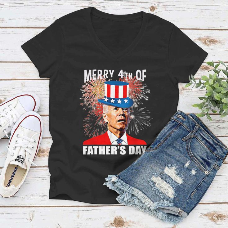 Joe Biden Merry 4Th Of Fathers Day Funny 4Th Of July Cool Gift Women V-Neck T-Shirt