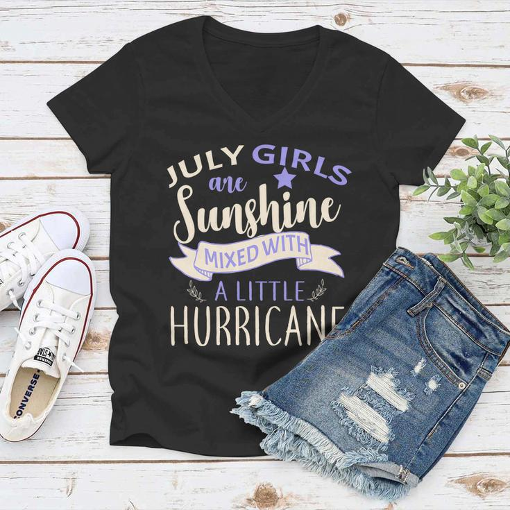 July Girls Are Sunshine Mixed With Hurricane Tshirt Women V-Neck T-Shirt