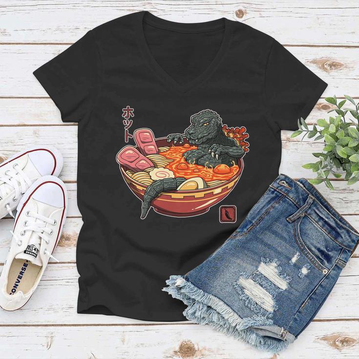 Kaiju Lava Ramen Women V-Neck T-Shirt