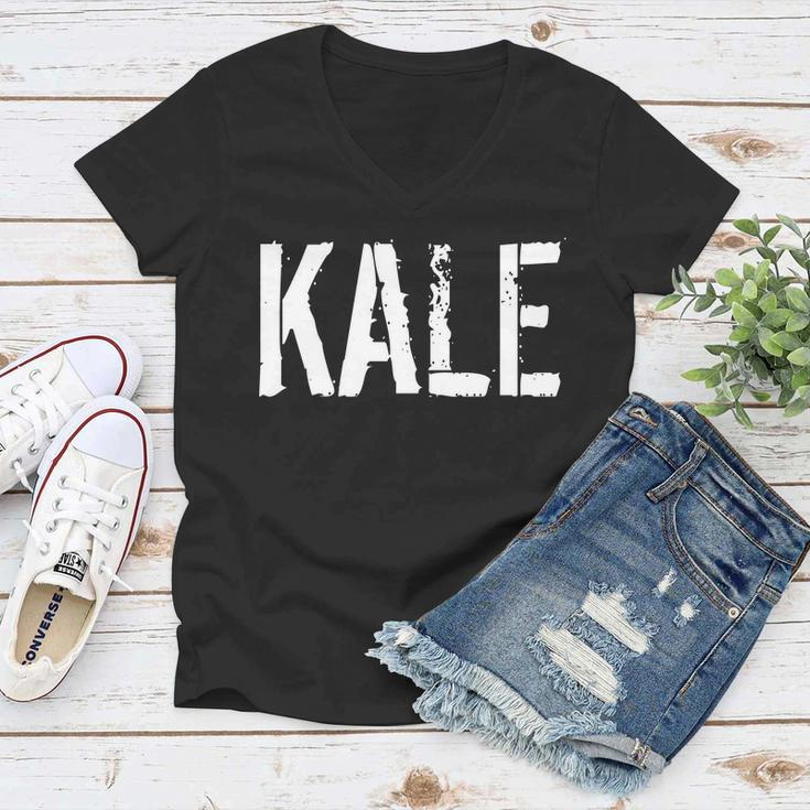 Kale Vegan Vegetarian Funny Parody Women V-Neck T-Shirt