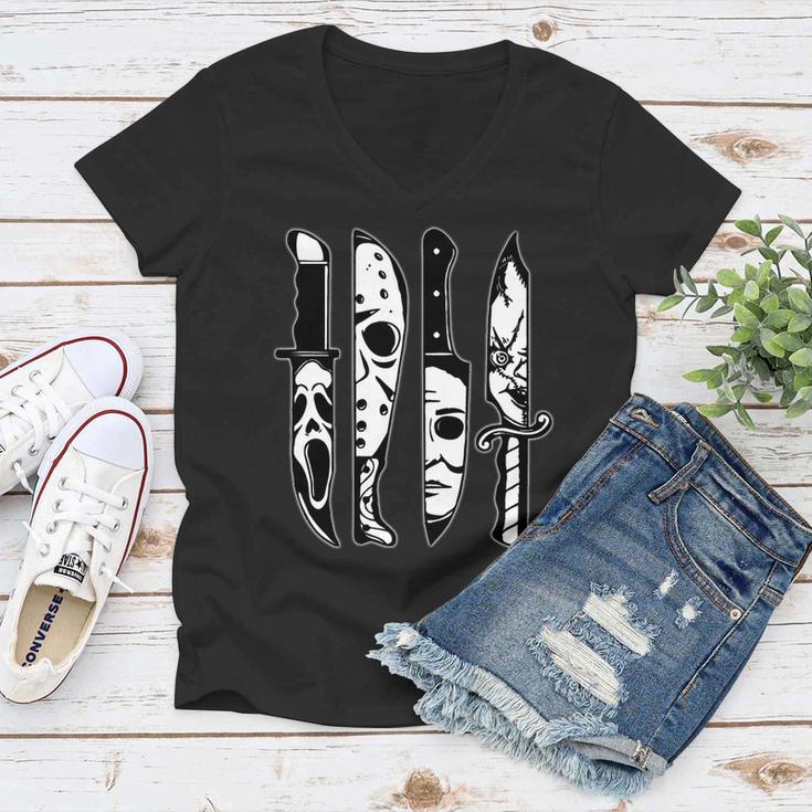 Knives Machete Horror Movies Halloween Tshirt Women V-Neck T-Shirt