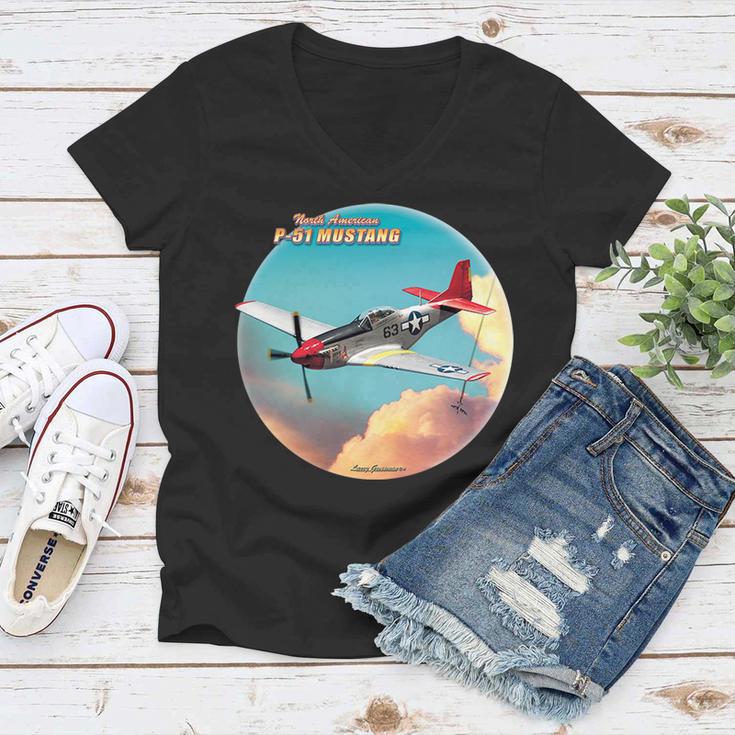 Larry Grossman - P-51 Mustang Plane Tshirt Women V-Neck T-Shirt