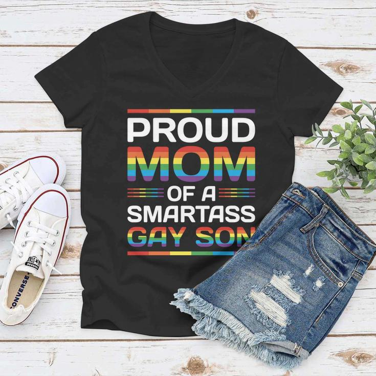 Lgbt Proud Mom Of A Smartass Pride Month Women V-Neck T-Shirt