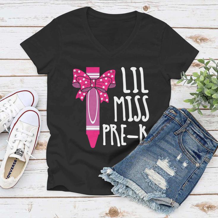 Little Miss Prek Cray On Back To School First Day Of School Women V-Neck T-Shirt