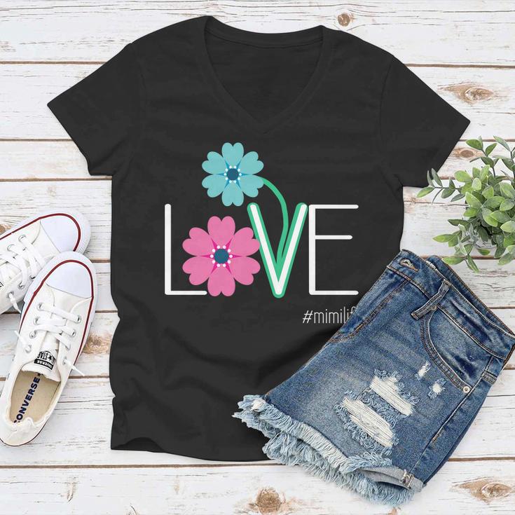 Love Mimi Flower Mimilife Women V-Neck T-Shirt