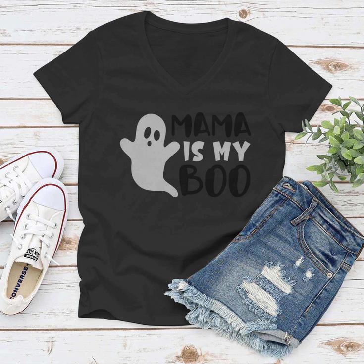 Mama Is My Boo Ghost Halloween Quote Women V-Neck T-Shirt