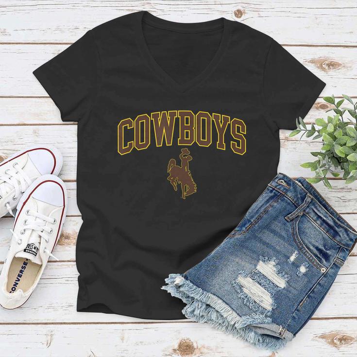 Mens Wyoming Cowboys Apparel Cowboys Arch & Logo Women V-Neck T-Shirt