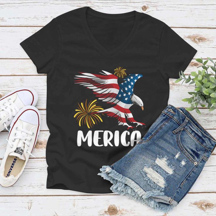 Merica Bald Eagle Mullet Cute Funny Gift 4Th Of July American Flag Meaningful Gi Women V-Neck T-Shirt