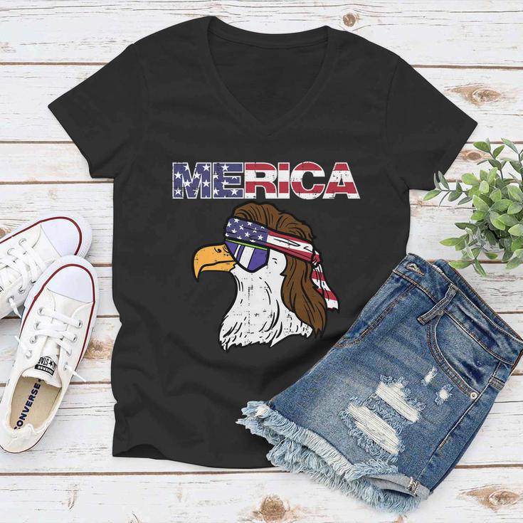 Merica Bald Eagle Mullet Sunglasses Fourth July 4Th Patriot Cool Gift Women V-Neck T-Shirt