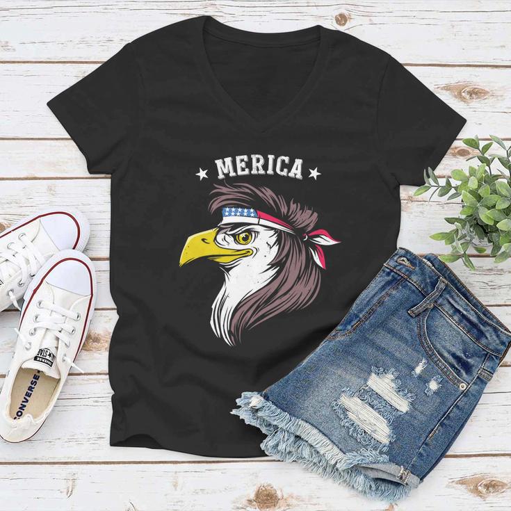 Merica Funny Gift Funny Eagle Mullet Funny Gift 4Th Of July Funny Gift Patriotic Women V-Neck T-Shirt