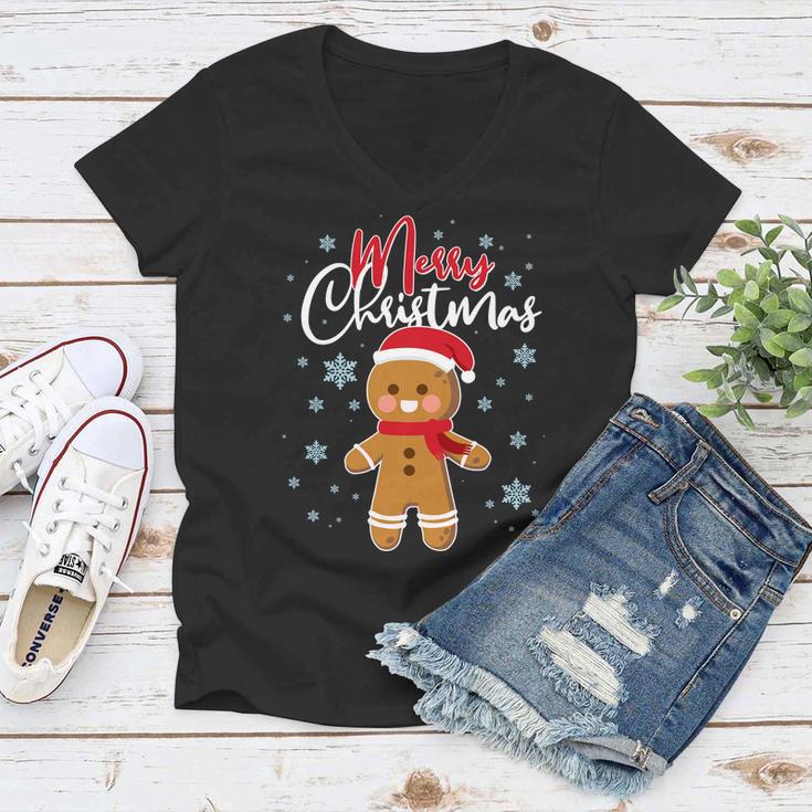 Merry Christmas Gingerbread Women V-Neck T-Shirt