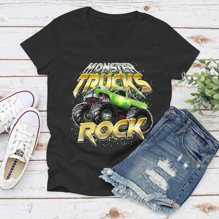 Monster Trucks Rock Women V-Neck T-Shirt