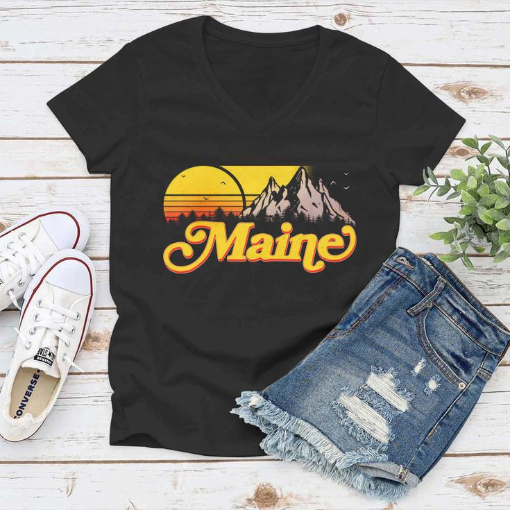 Mountains In Maine Women V-Neck T-Shirt