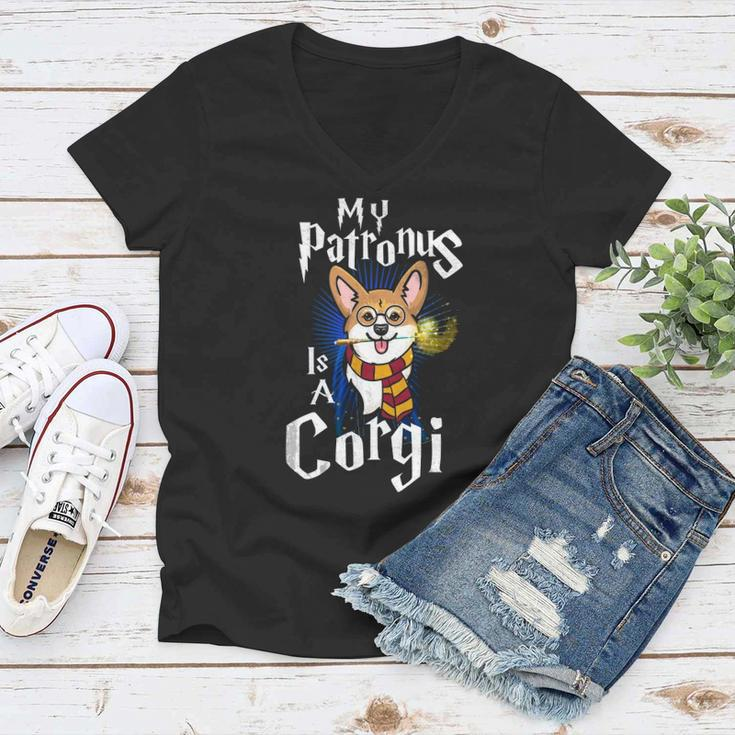 My Patronus Is Corgi Corgi Gifts For Corgi Lovers Corgis Women V-Neck T-Shirt