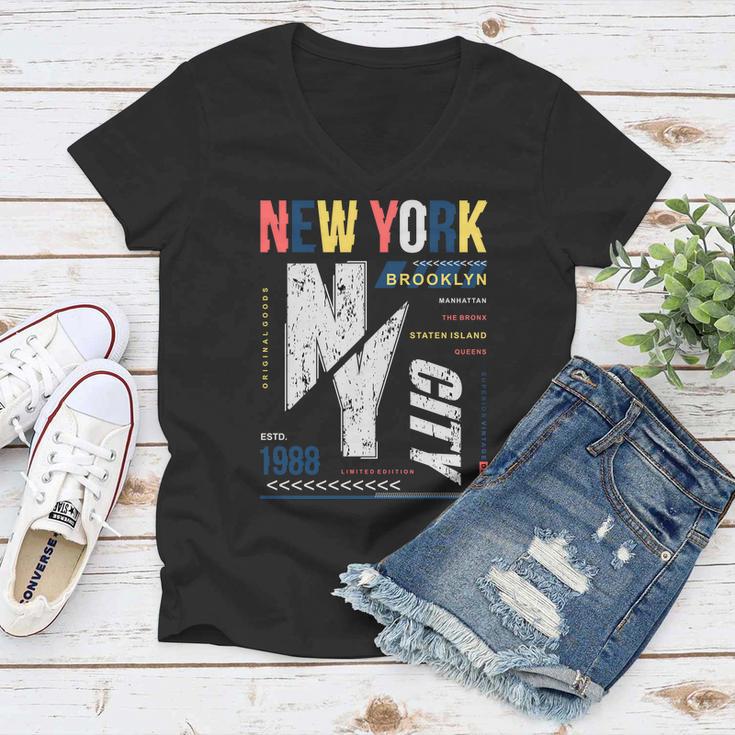 New York City Brooklyn Abstract Tshirt Women V-Neck T-Shirt