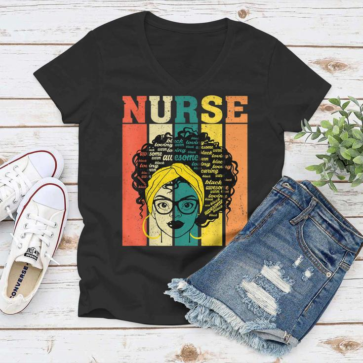 Nurse Melanin Afro Queen Girl Magic Black History Vintage V2 Women V-Neck T-Shirt