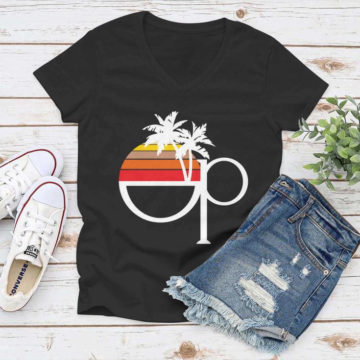 Ocean Pacific 80S Retro Sunset Women V-Neck T-Shirt