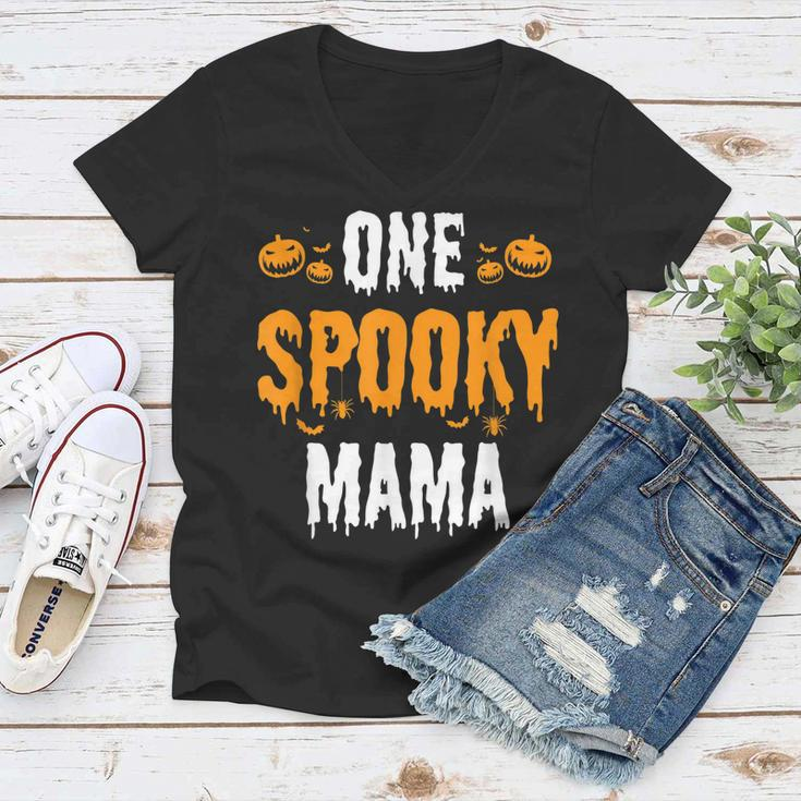 One Spooky Mama Mother Matching Family Halloween Women V-Neck T-Shirt