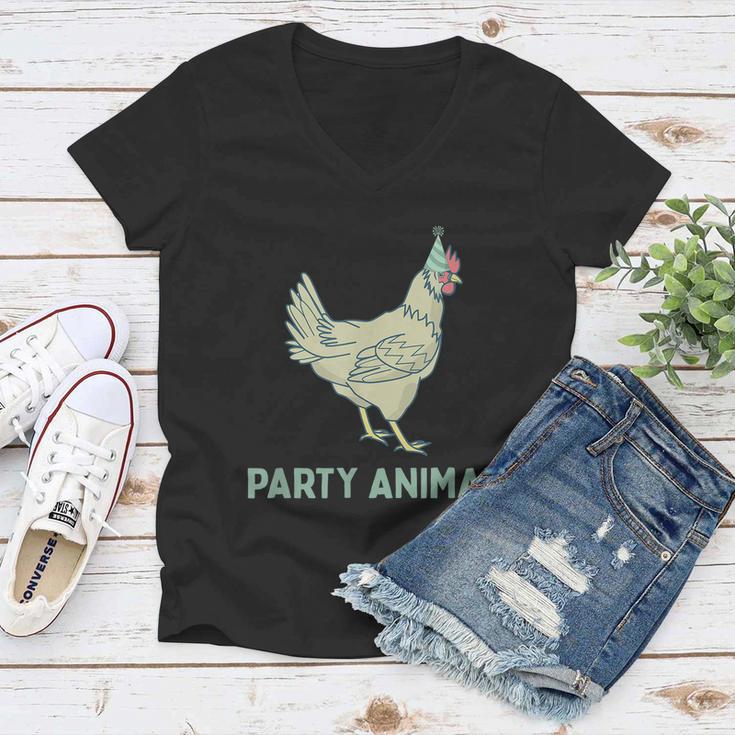 Party Animal Chicken Birthday Chicken Birthday Women V-Neck T-Shirt