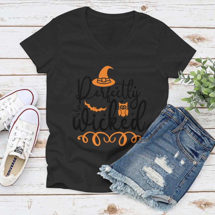 Perfectly Wicked Halloween Quote Women V-Neck T-Shirt