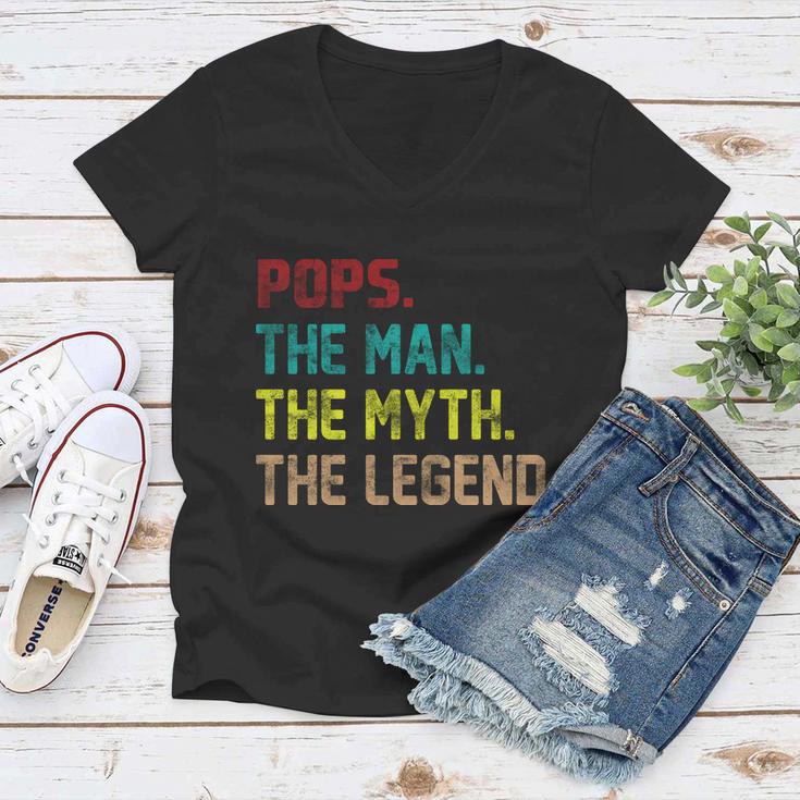 Pops The Man The Myth The Legend Funny Grandpa Tshirt Women V-Neck T-Shirt