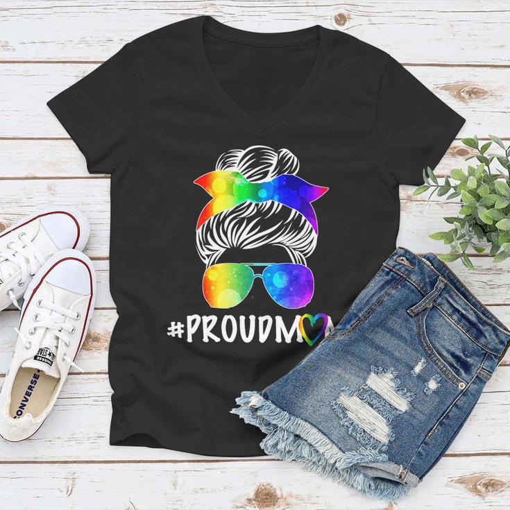 Proud Mom Lgbt Rainbow Pride Tshirt Women V-Neck T-Shirt