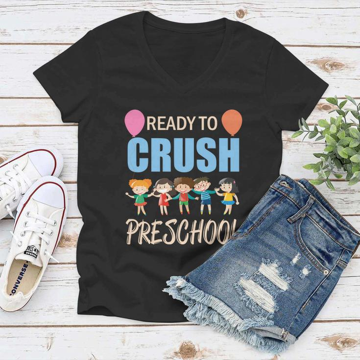 Ready To Crush Preschool Funny School Student Teachers Graphics Plus Size Shirt Women V-Neck T-Shirt