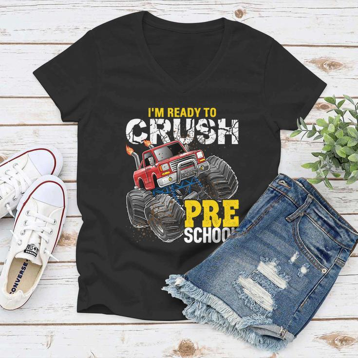 Ready To Crush Preschool Monster Truck Back To School Boys Cool Gift Women V-Neck T-Shirt