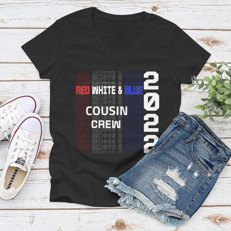 Red White And Blue Cousin Crew 2022 4Th Of July American Flag Gift Women V-Neck T-Shirt