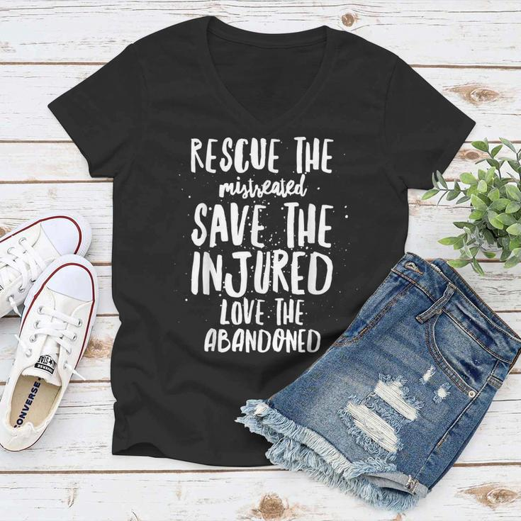 Rescue Save Love - Cute Animal Rescue Dog Cat Lovers Women V-Neck T-Shirt