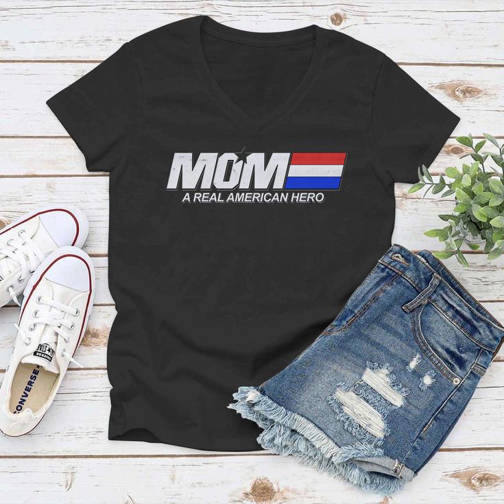 Retro 80S Mom A Real American Hero Women V-Neck T-Shirt