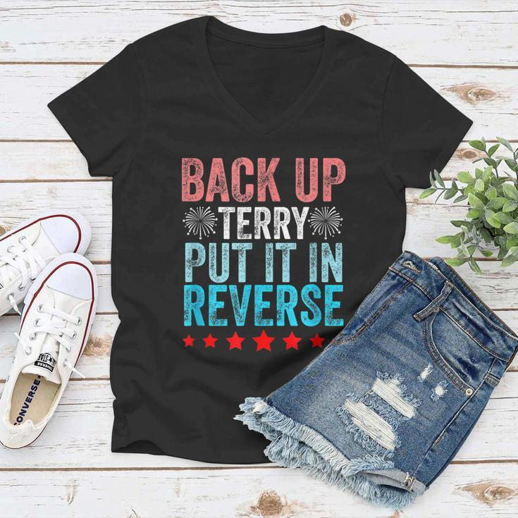 Retro Back Up Terry Put It In Reverse 4Th Of July Fireworks Women V-Neck T-Shirt