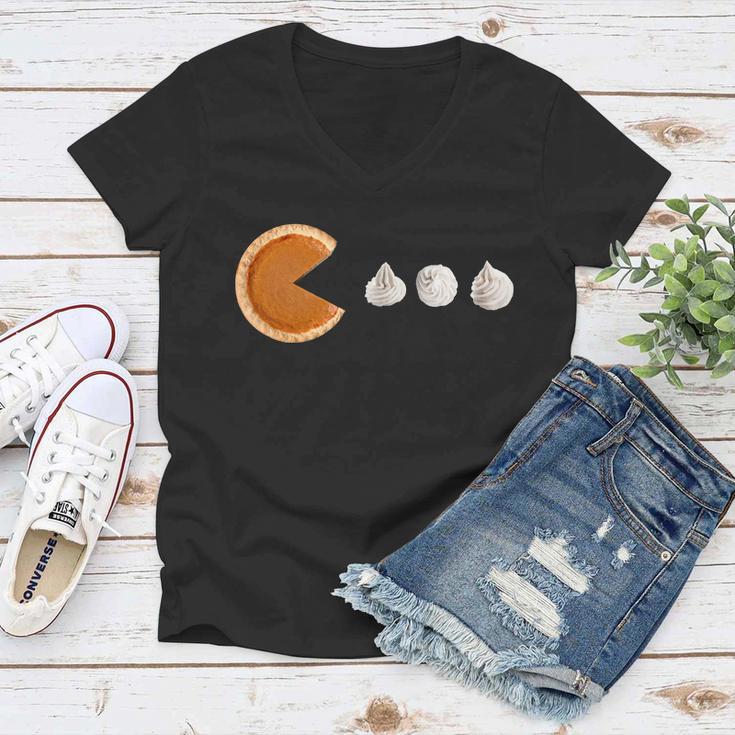 Retro Pumpkin Pie Thanksgiving Game Tshirt Women V-Neck T-Shirt