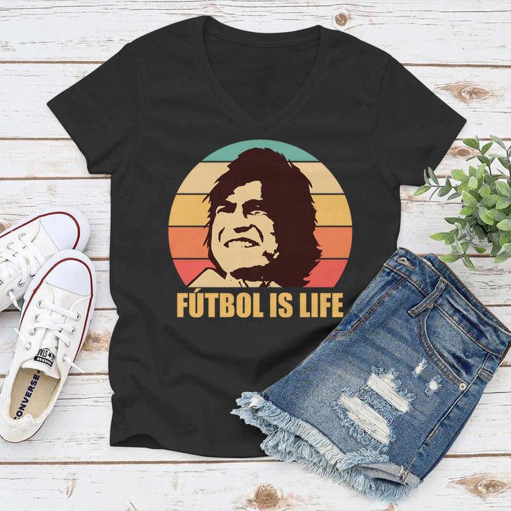 Retro Vintage Futbol Is Life Tshirt Women V-Neck T-Shirt