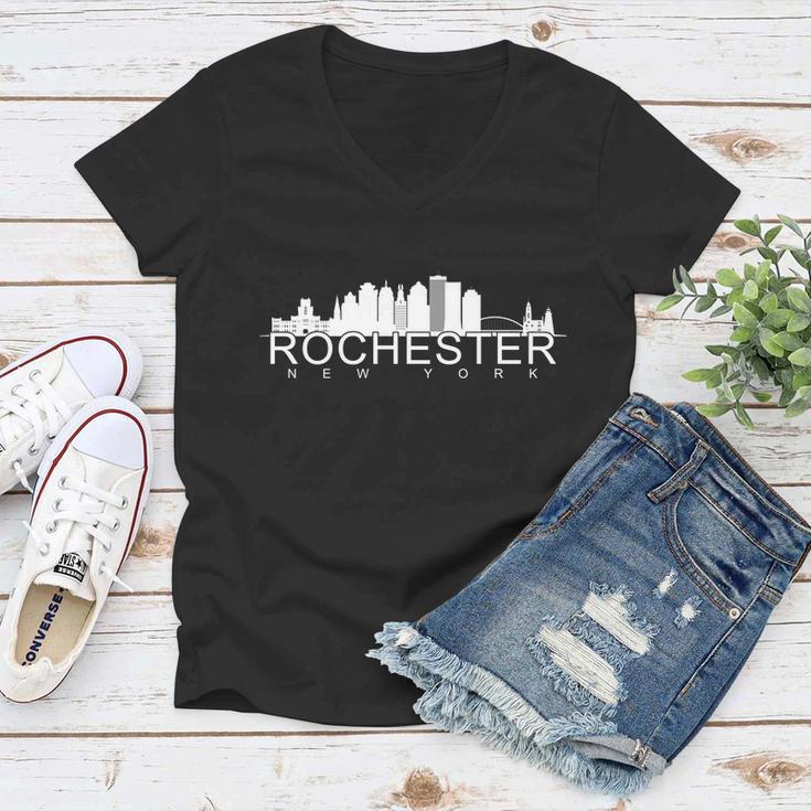 Rochester New York Skyline Women V-Neck T-Shirt