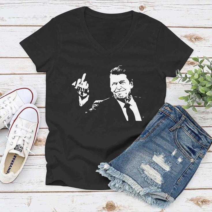 Ronald Reagan Flipping Tshirt Women V-Neck T-Shirt