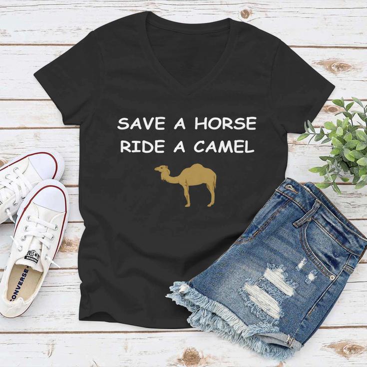 Save A Horse Ride A Camel Funny Women V-Neck T-Shirt