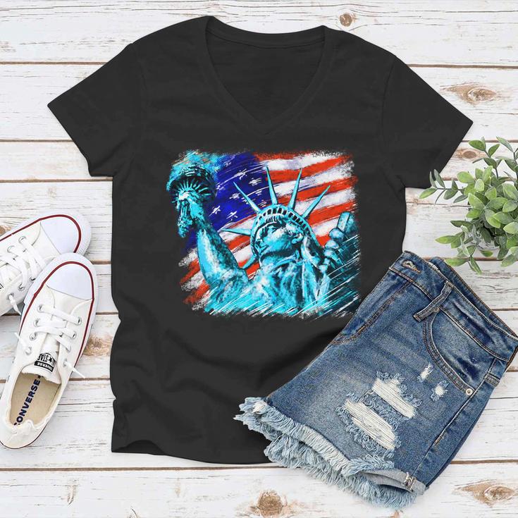 Statue Of Liberty Usa Women V-Neck T-Shirt