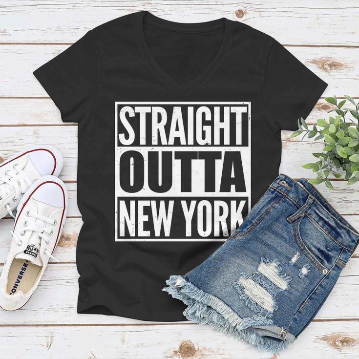 Straight Outta New York Women V-Neck T-Shirt