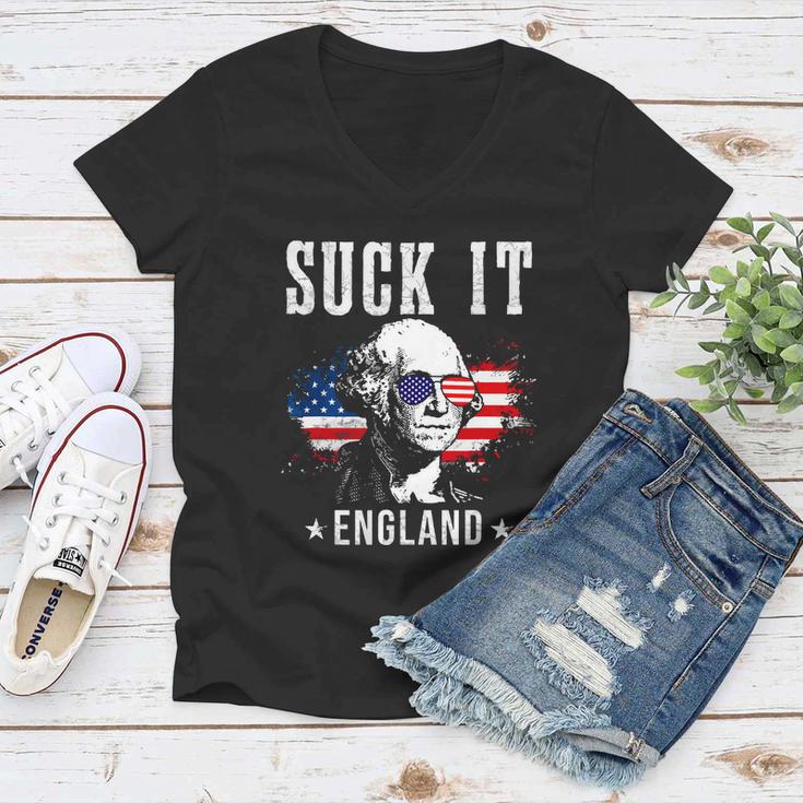 Suck It England Funny 4Th Of July George Washington Women V-Neck T-Shirt